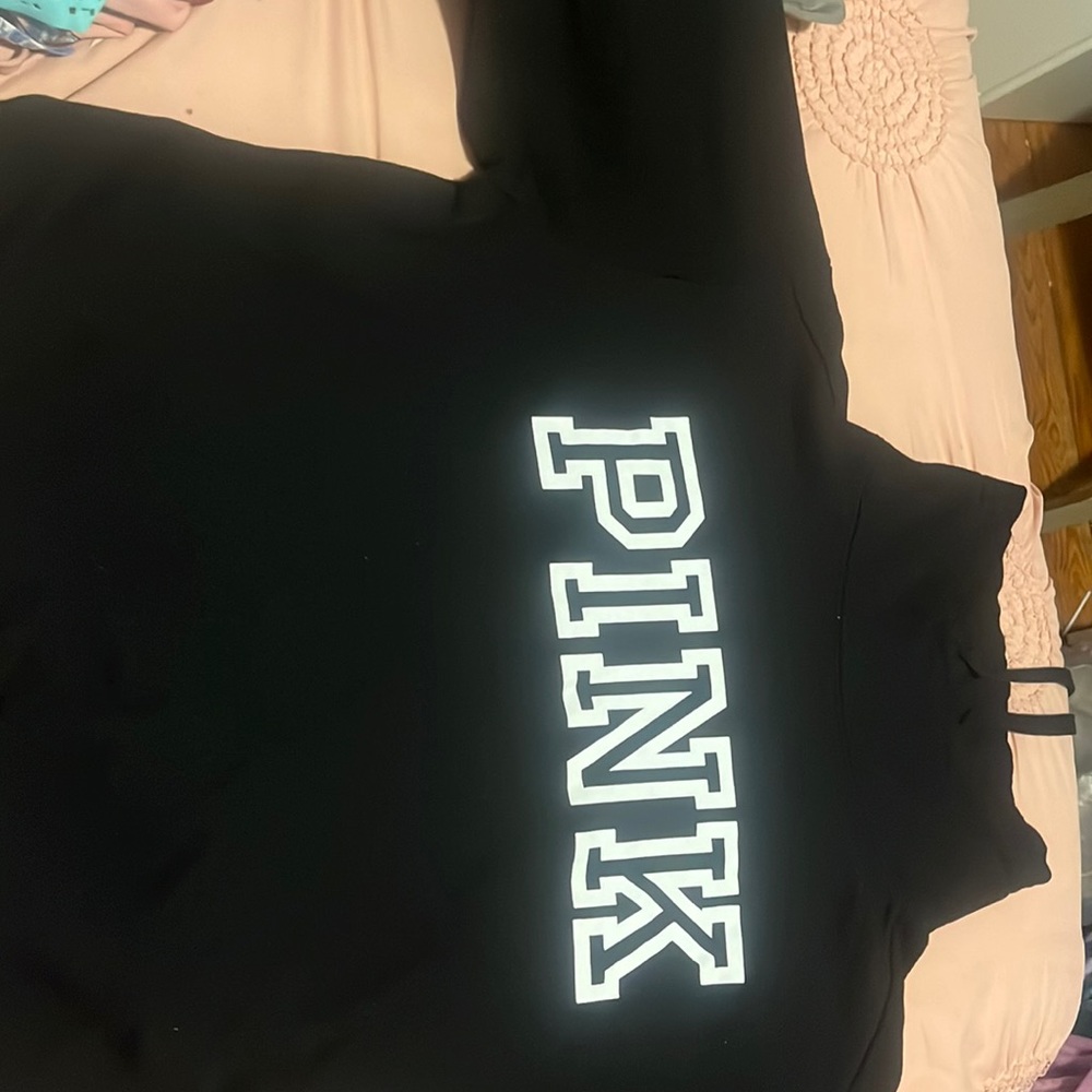 black pink turtle neck hoodie, new condition, size large